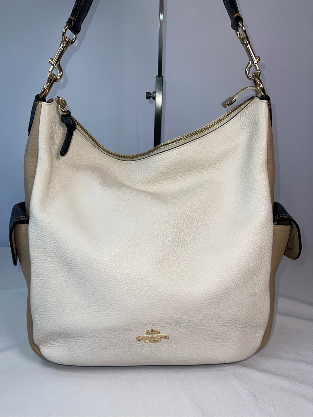 Coach F2191-6154 Pennie Chalk Multi Colorblock Leather Shoulder Bag